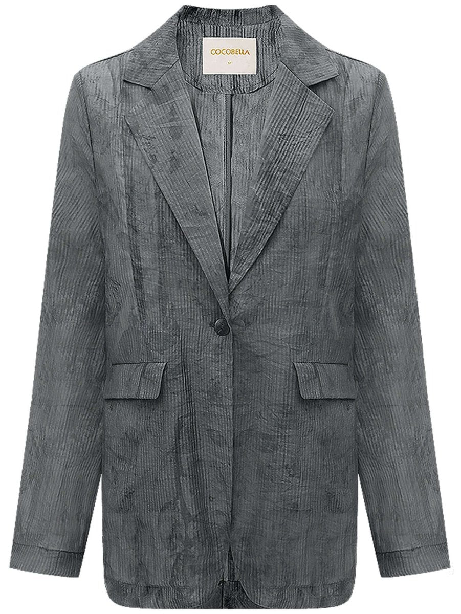 Ink-Washed Draped Striped Blazer